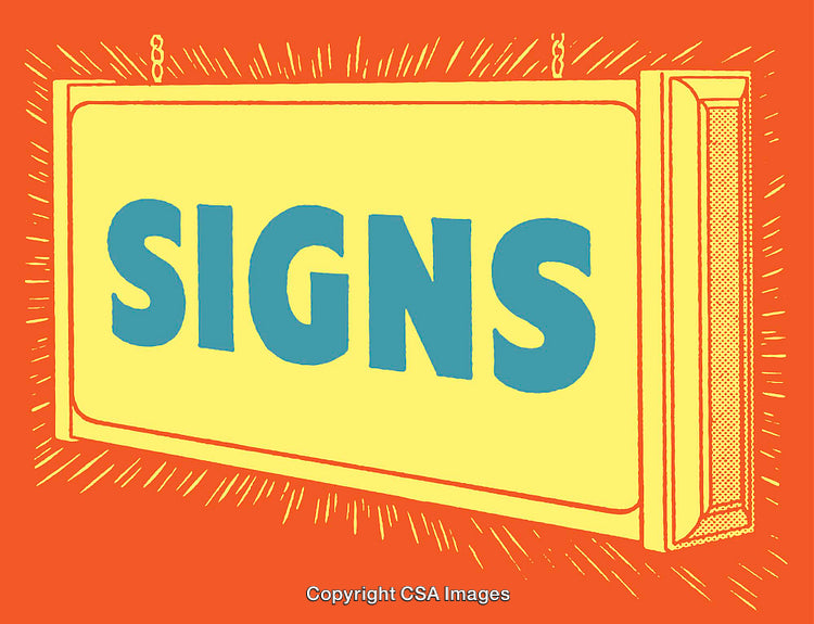 Bright and Bold Line Art Sign Illustration on Vibrant Background