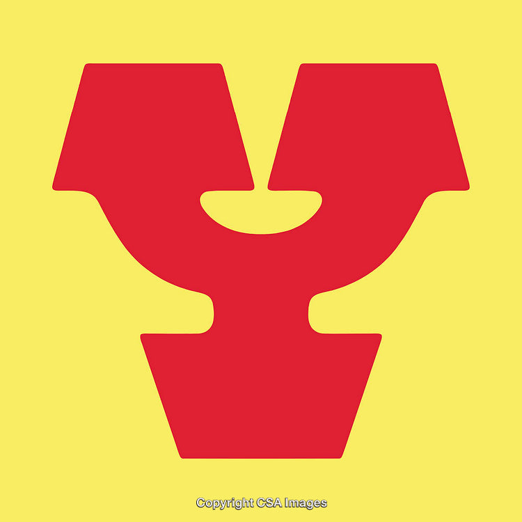Abstract Red Y Letterform Design on a Bright Yellow Background