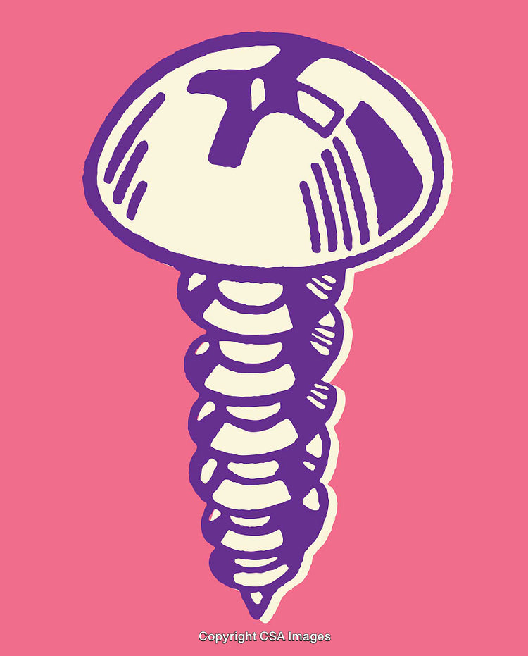 Vibrant Screws Drawing Against a Bold Contrasting Background in Pop Art Style