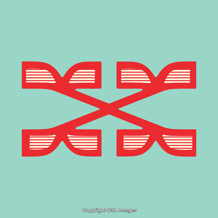 Creative Red Interwoven X Shapes on Blue Background