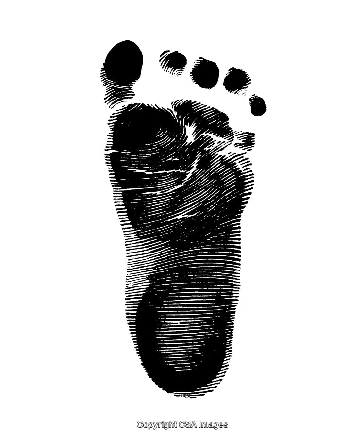 Artistic Black and White Engraving of a Human Footprint Illustration