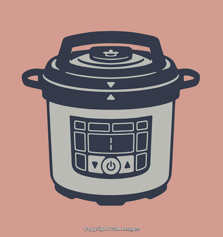 Modern Pressure Cooker Icon in Minimalist Line Art Style on Pink Background
