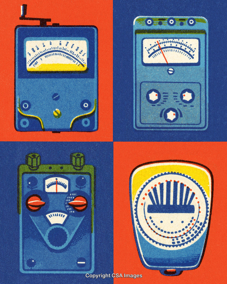 Vintage Style Meters Display in Abstract Artistic Composition