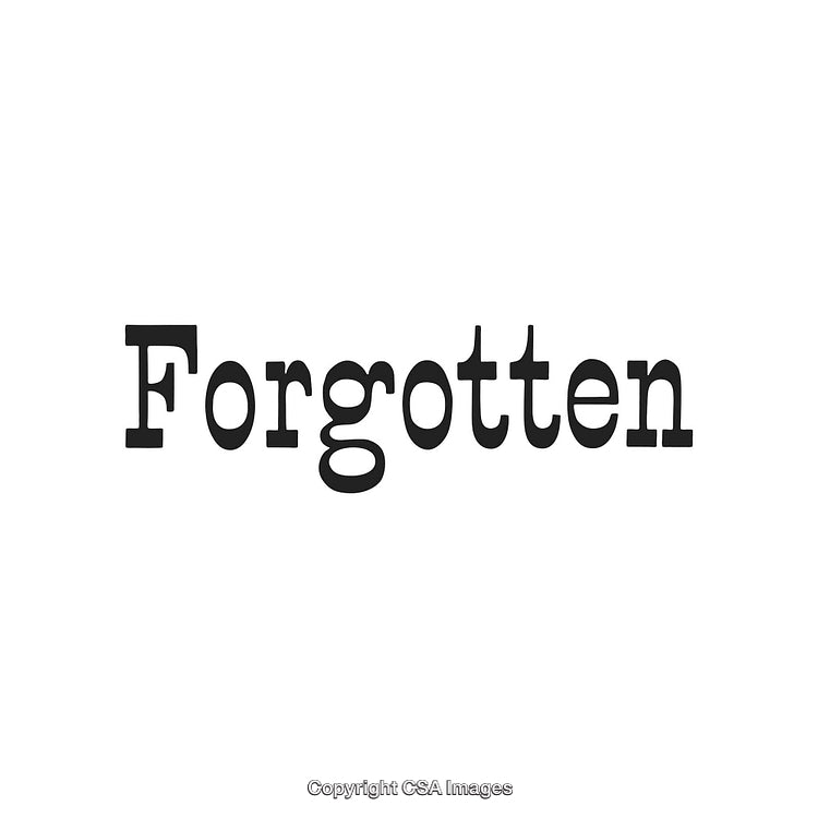 Conceptual Minimalistic Image of the Word 'Forgotten' in Bold Black Text