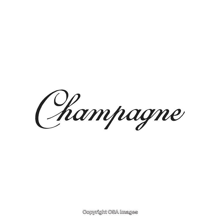 Elegant Typography Illustration Featuring the Word Champagne in Stylized Script