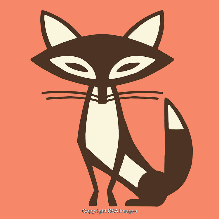 Minimalist Graphic Illustration of a Fox in Warm Earthy Colors