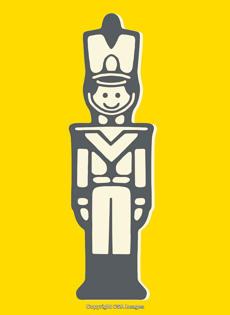 Colorful Line Art of a Traditional Toy Soldier on Yellow Background