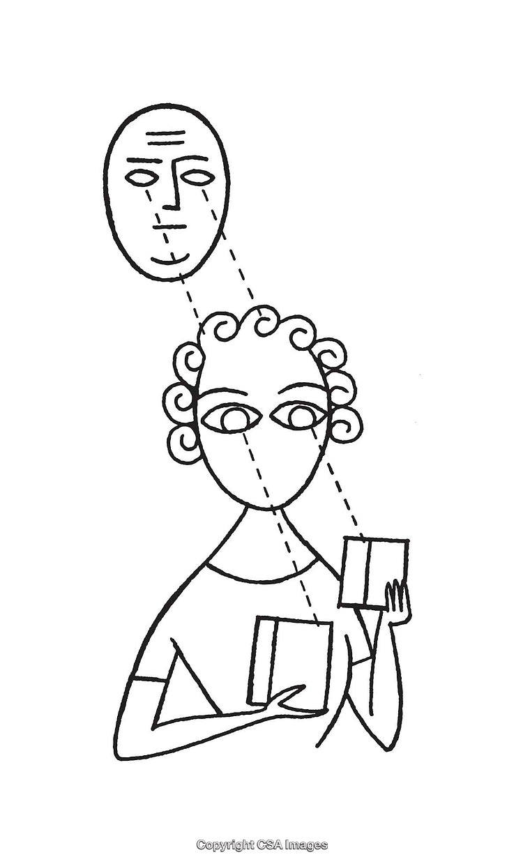 Abstract Line Art Depicting Introspection and Perception with a Face