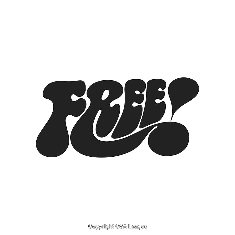 Black Retro Lettering Design Reading the Word Free on White Background