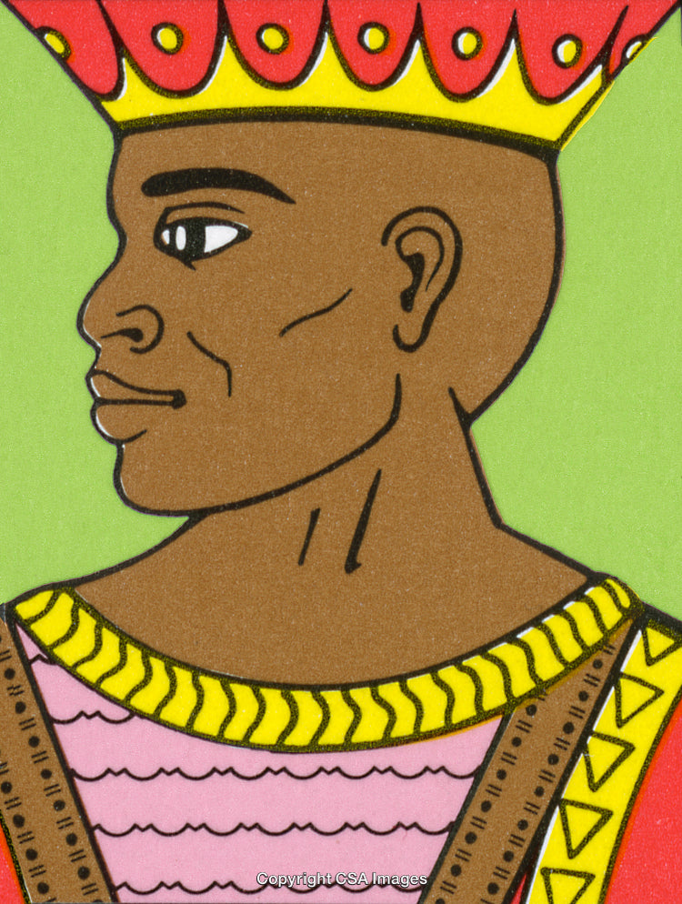 Vibrant Illustration of a Crowned Individual with Ornamental Attire