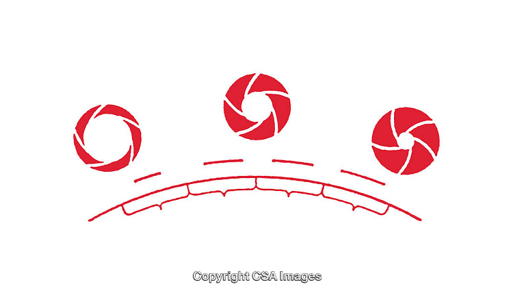 Abstract Red Circular Symbols on a White Background Conceptual Design