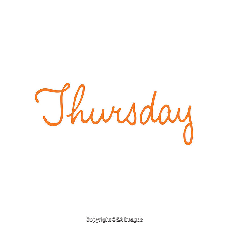 Stylized Orange Thursday Text on a Clean White Background