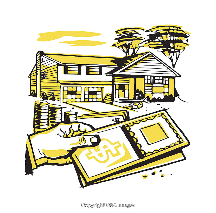 Colorful Illustration Depicting Home and Financial Concept With Bold Lines