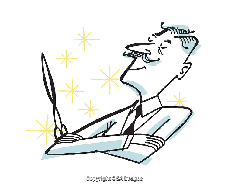 Confident Man Holding Brush with Sparkling Creativity Illustration