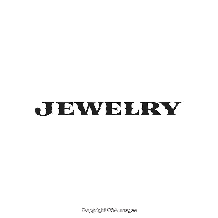 Bold Jewelry Text in Decorative Typeface on White Background