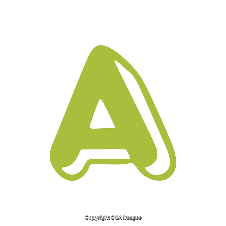 Stylized Green Letter A on Clean White Background Art Design