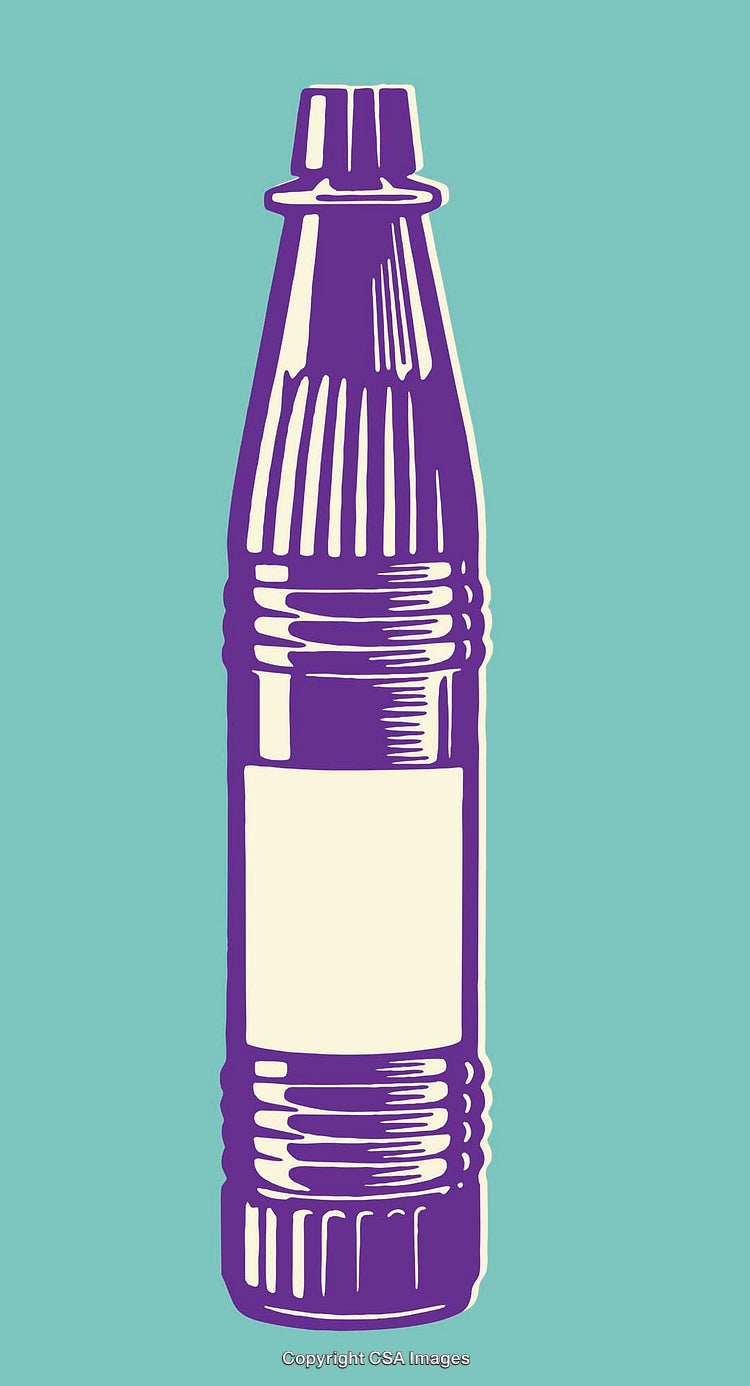 Pop Art Illustration of a Purple Bottle on a Teal Background