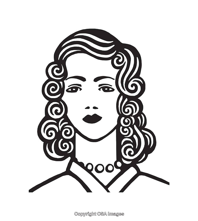 Elegant Line Art Illustration of a Woman in Black and White Style