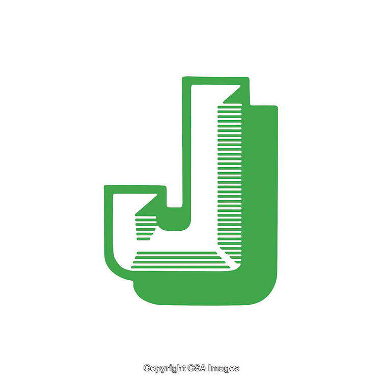 Stylized Green Letter J With Creative Design Elements