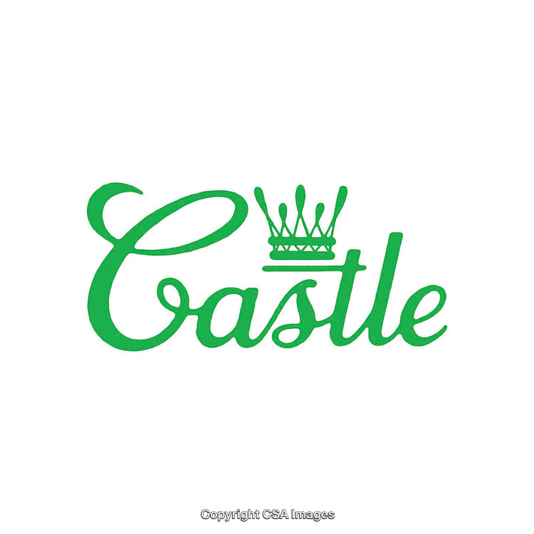 Green Stylized Text with Crown on White Background