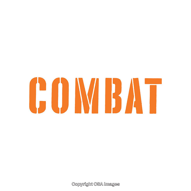 Bold Orange 'Combat' Text on White Background
