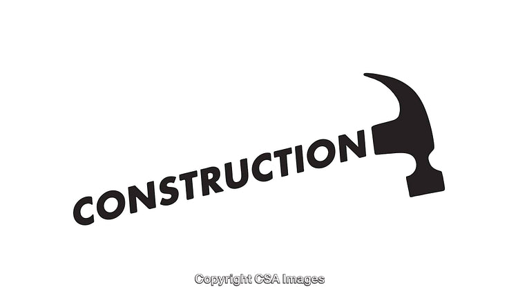 Monochrome Construction Logo with Hammer and Typography Design