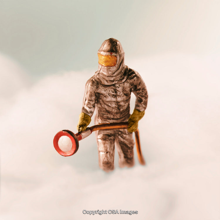 Hazmat Figure Investigating in a Cloud-Like Environment