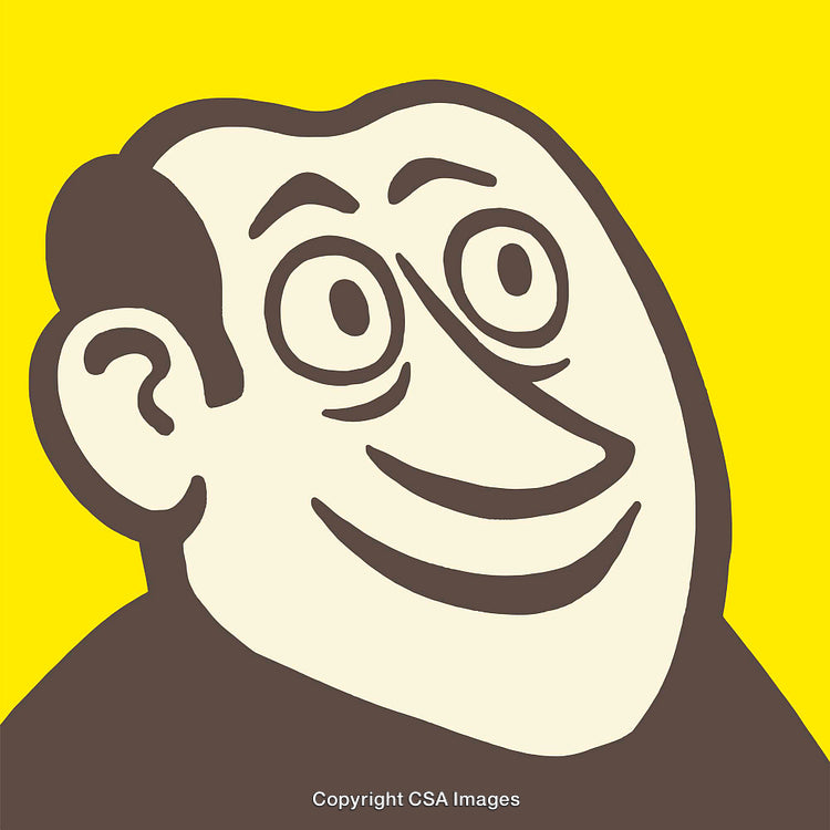Colorful Smiling Cartoon Face on Vibrant Yellow Background