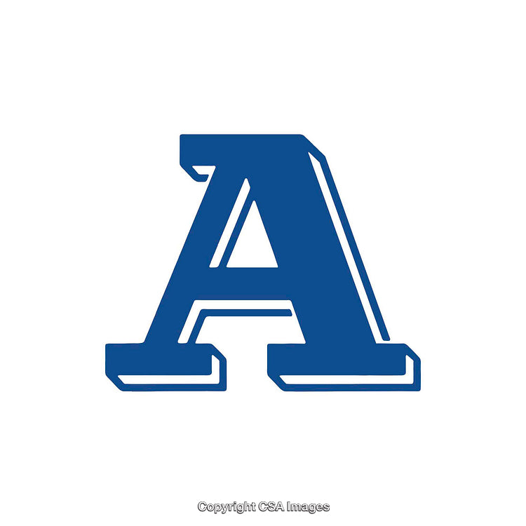 Bold Blue Letter A with Stylish Outline on White Background