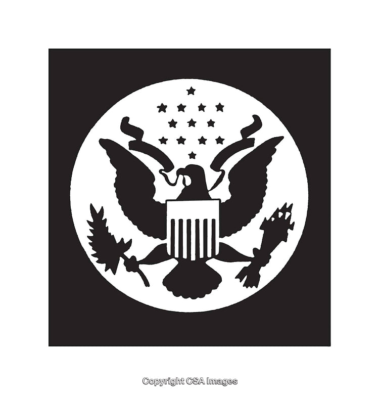 Black and White Illustration of an Eagle Emblem in Circular Design