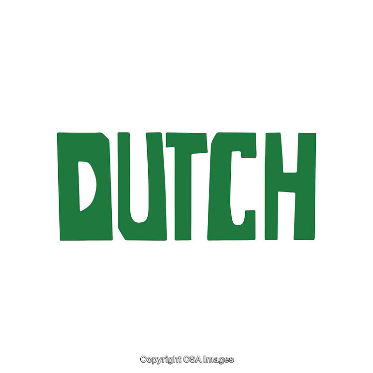 Green Stylized Text Reading 'Dutch' on a White Background