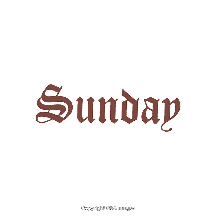 Gothic Style Brown Sunday Text Design on White Background