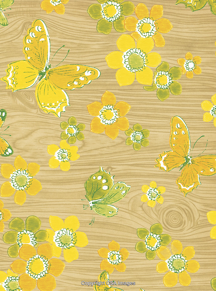 Woodgrain with butterflies