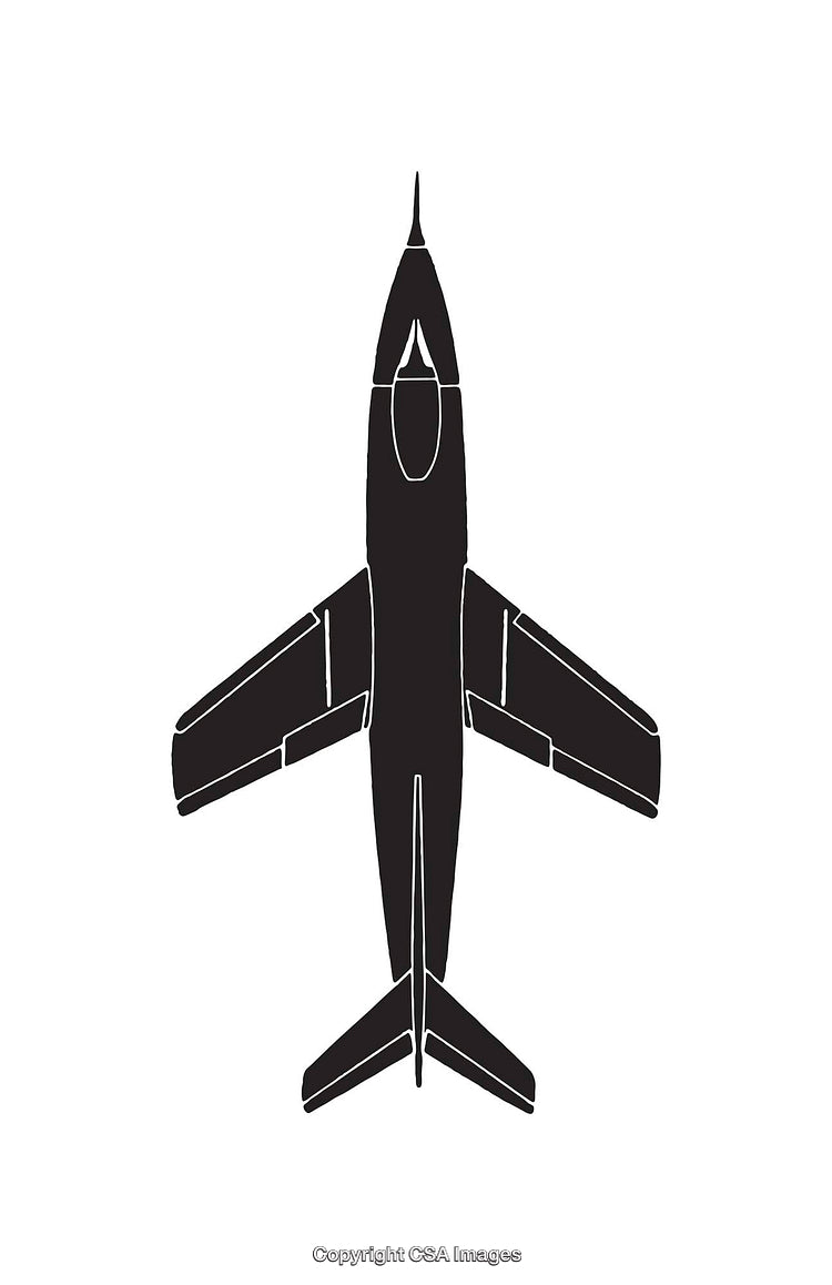 Silhouette of an Aeroplane Viewed from Above in Black and White