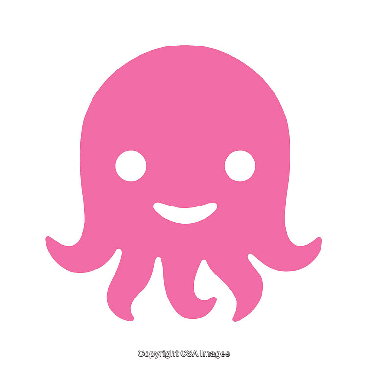 Pink Smiling Octopus Icon on a White Background