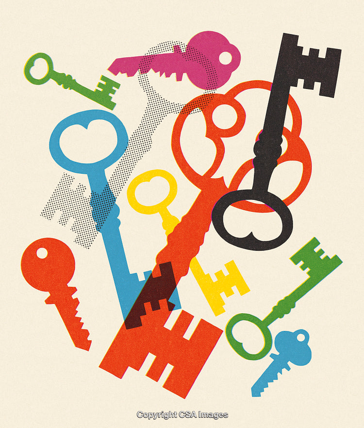 Colorful Vintage Keys in a Stylish Abstract Composition