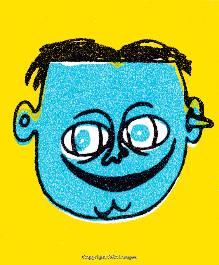 Playful Artistic Portrait of a Smiling Cartoon Face With Vibrant Colors