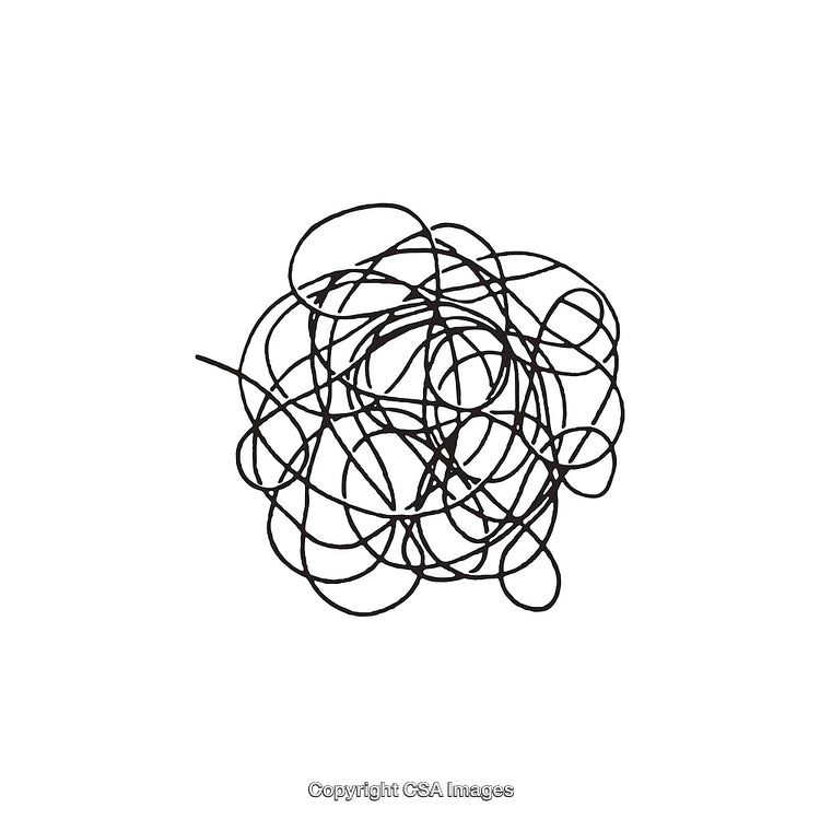Black and White Abstract Tangled Shape with Endless Loop Design