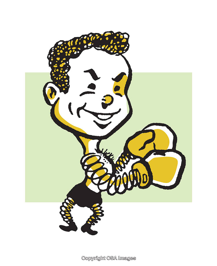 Humorous Illustration of a Boxing Character With Caricature Style