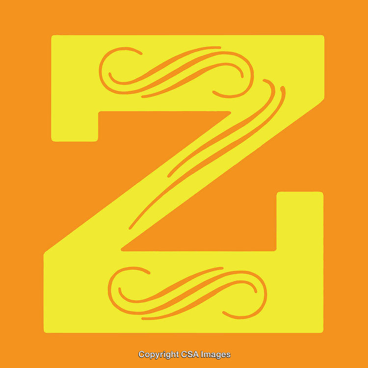 Stylized Yellow Letter Z on Bright Orange Background