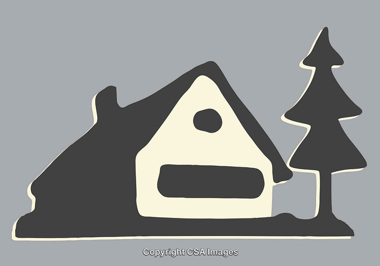 Minimalist Illustration of a House with Tree in Modern Style
