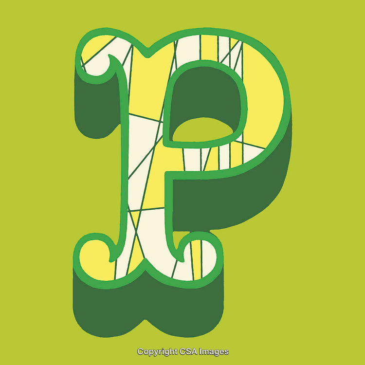 Colorful Artistic Design of the Letter P in Bold Typography