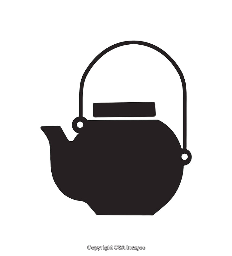 Black and White Illustration of a Traditional Teapot Silhouette