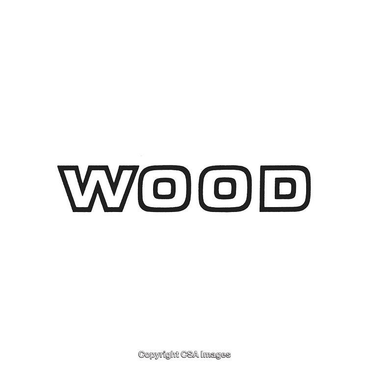 Simple Black Typography of the Word 'Wood' on White Background
