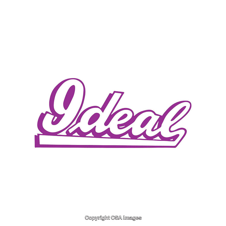 Purple Stylized Text Design Featuring the Word 'Ideal' in Script Font