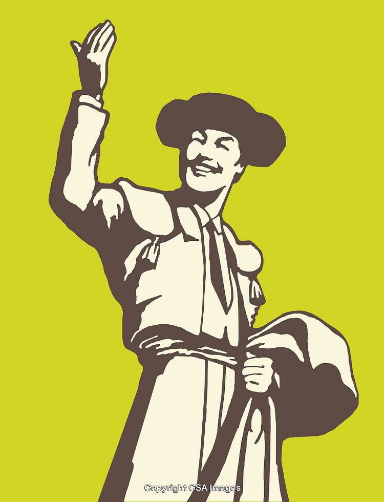 Illustration of a Traditional Bullfighter in Vibrant Yellow Background