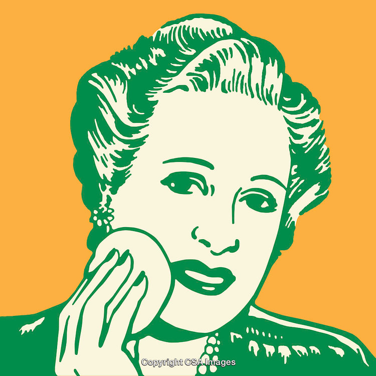 Retro Styled Illustration of Woman Doing Beauty Routine