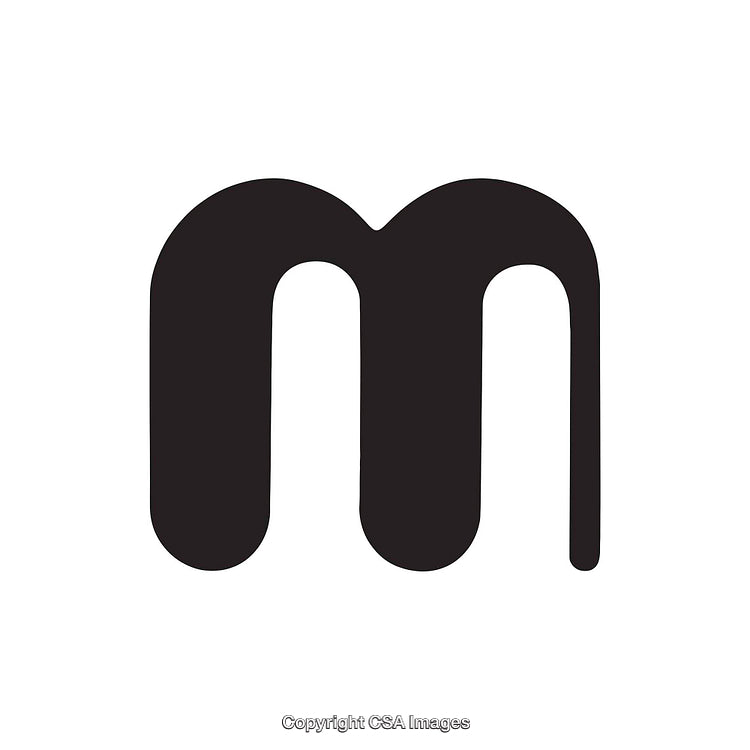 Bold Black Stylized Letter M on a Minimalist White Background