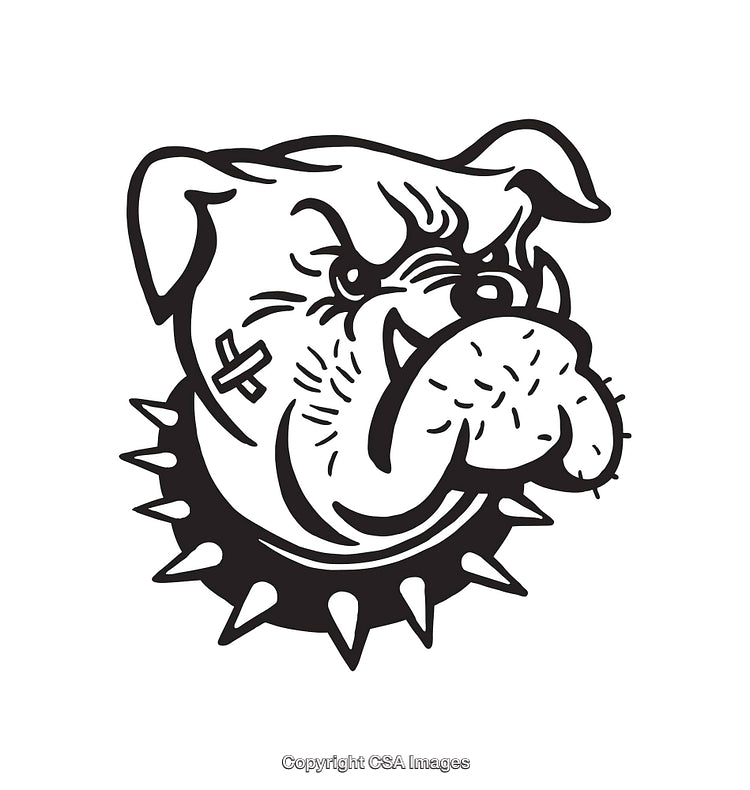 Black and White Line Art of Fierce Bulldog Design with Strong Details