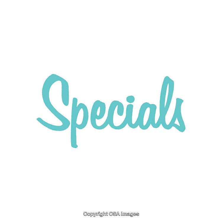 Stylish Blue Text Displaying the Word 'Specials' on a White Background